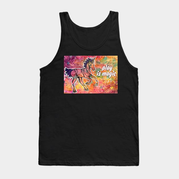 Play is Magic.  Magical Unicorn Watercolor Illustration Tank Top by mellierosetest